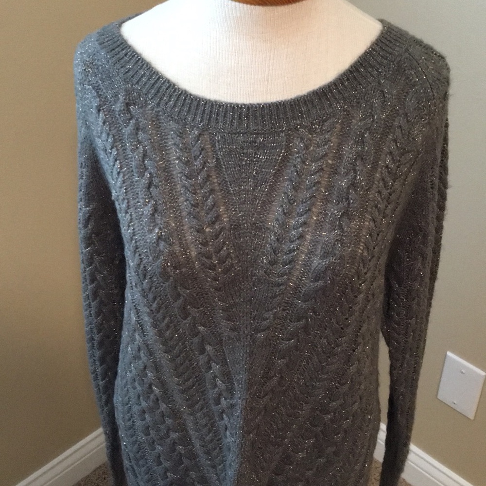 Express Gray Cable Knit Sweater - image 2
